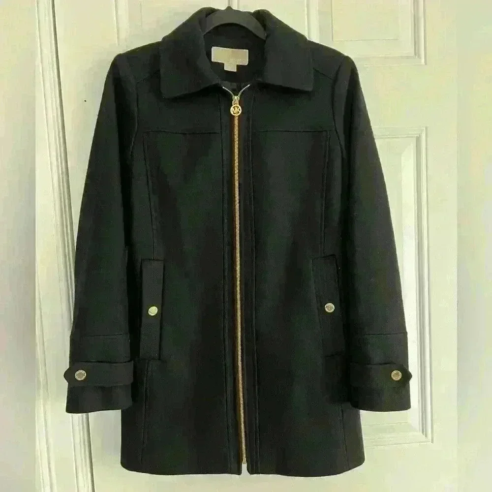 Michael Kors black jacket coat with gold zipper
